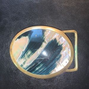 Mother of pearl and Brass belt buckle